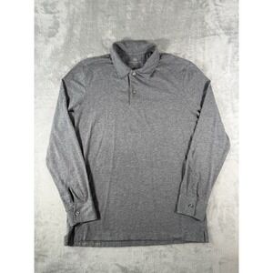 Mack Weldon Shirt Men's Medium Grey Supima Cotton Long Sleeve Polo